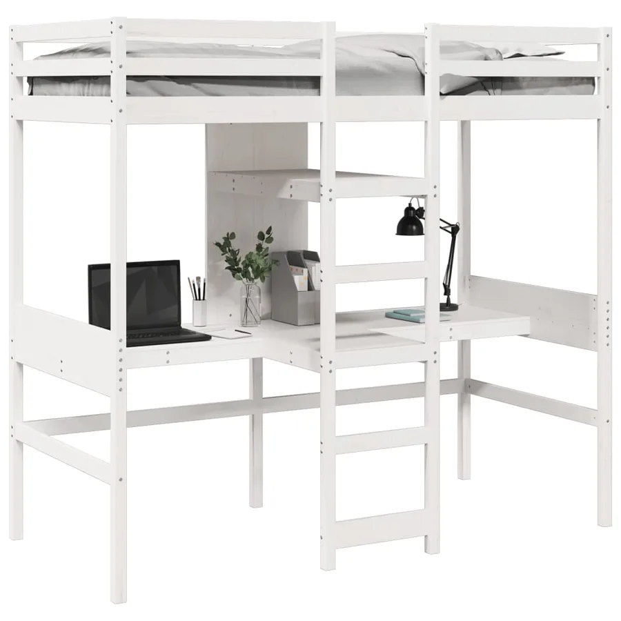 Cadre de lit superposé sans matelas blanc 90x190 cm pin massif - 4