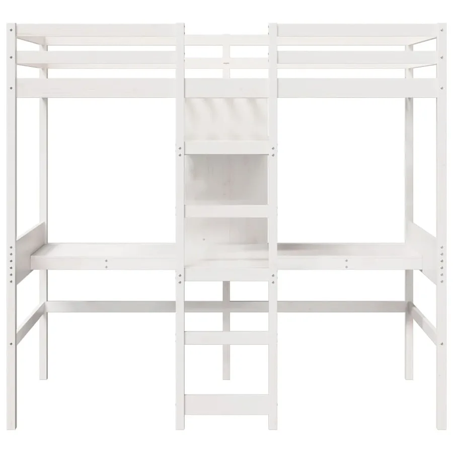 Cadre de lit superposé sans matelas blanc 90x190 cm pin massif - 5