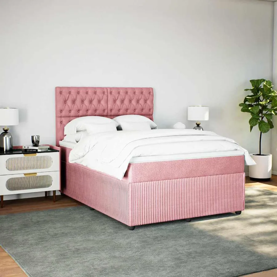 Sommier à lattes de lit avec matelas Rose 160x200 cm Velours - 4