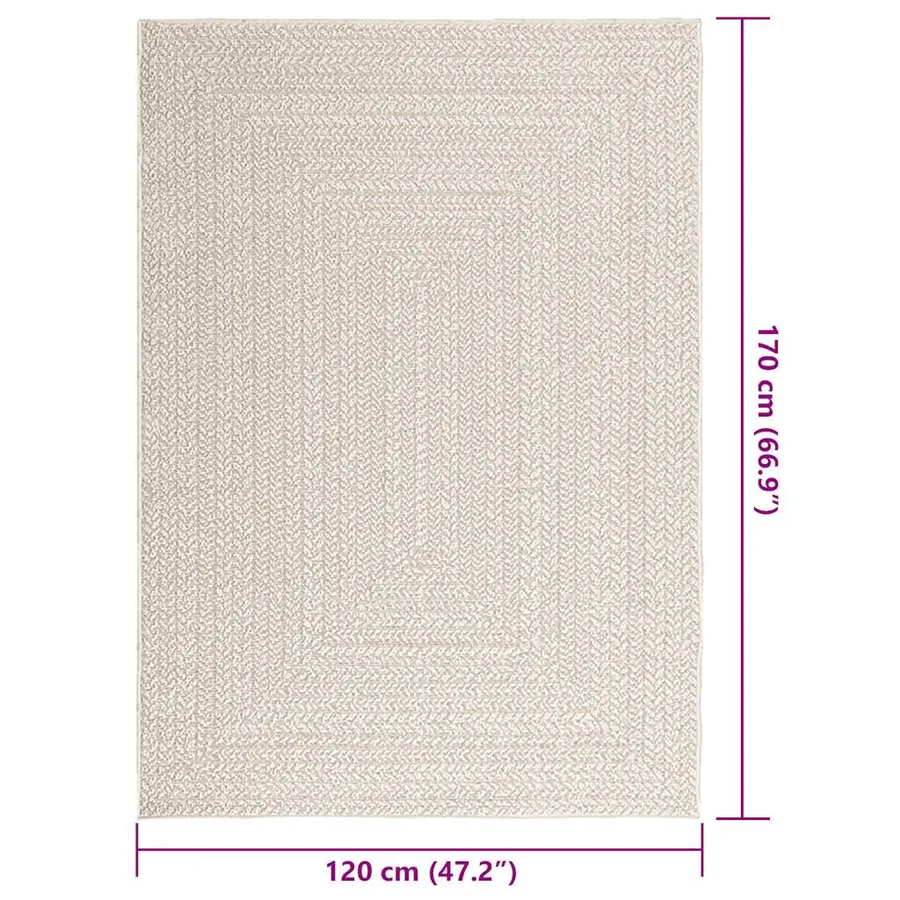 Tapis ZIZUR crème 120x170 cm aspect de jute intérieur extérieur - 9