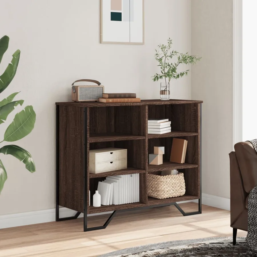 Buffet chêne marron 91x35,5x74,5 cm bois d'ingénierie - 3