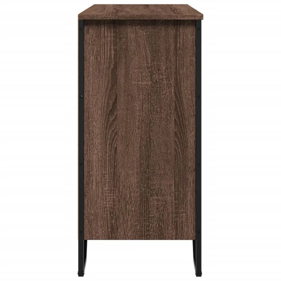Buffet chêne marron 91x35,5x74,5 cm bois d'ingénierie - 5