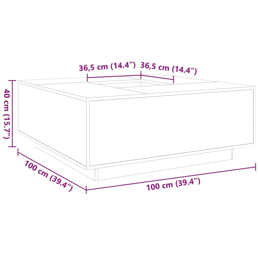 Table basse gris béton 100x100x40 cm bois d'ingénierie - 9
