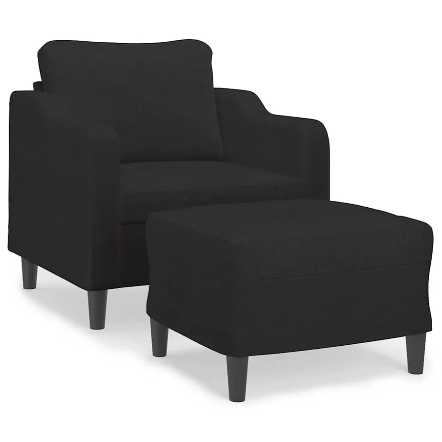 Fauteuil avec repose-pied Noir 60 cm Tissu - 2