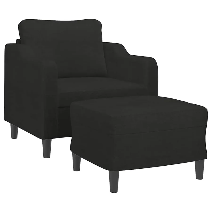 Fauteuil avec repose-pied Noir 60 cm Tissu - 3