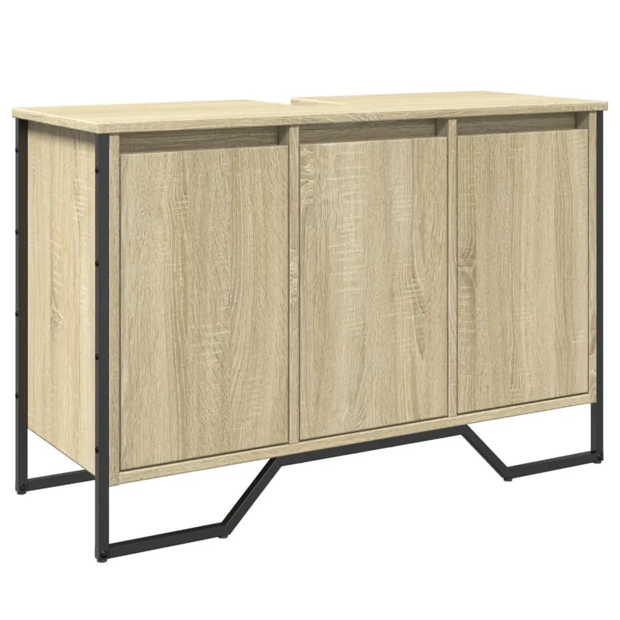 Armoire lavabo de salle de bain chêne sonoma 91x35x60 cm - 2