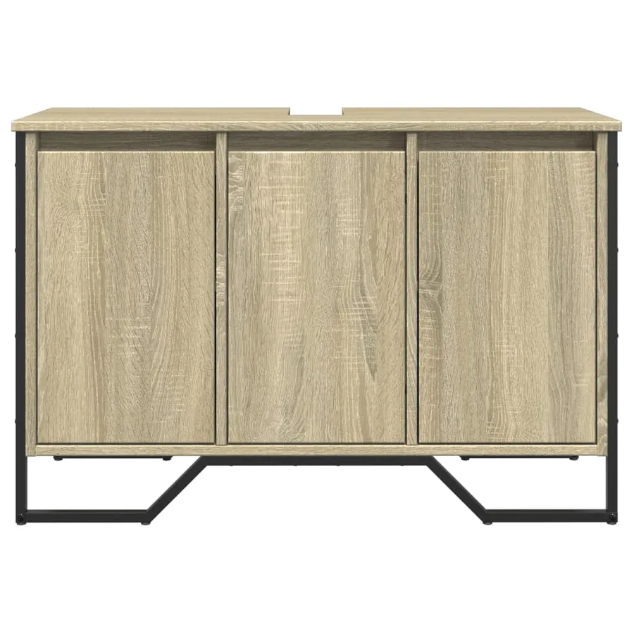 Armoire lavabo de salle de bain chêne sonoma 91x35x60 cm - 4
