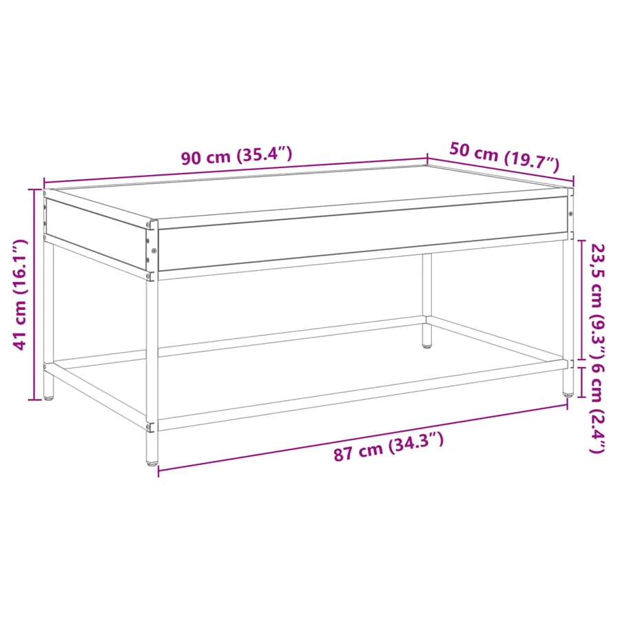 Table basse avec LED infini chêne fumé 90x50x41 cm - 13