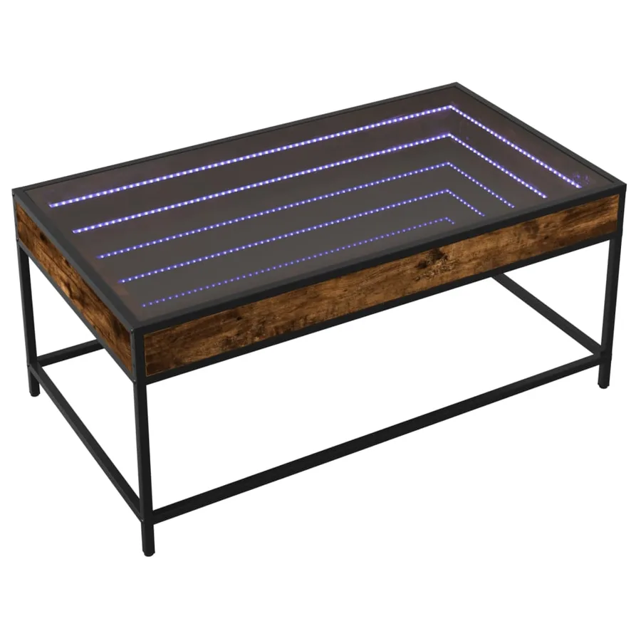 Table basse avec LED infini chêne fumé 90x50x41 cm - 3