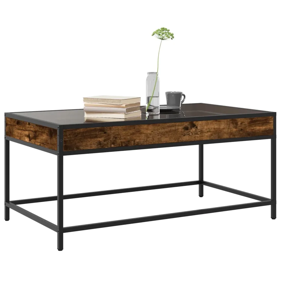 Table basse avec LED infini chêne fumé 90x50x41 cm - 5