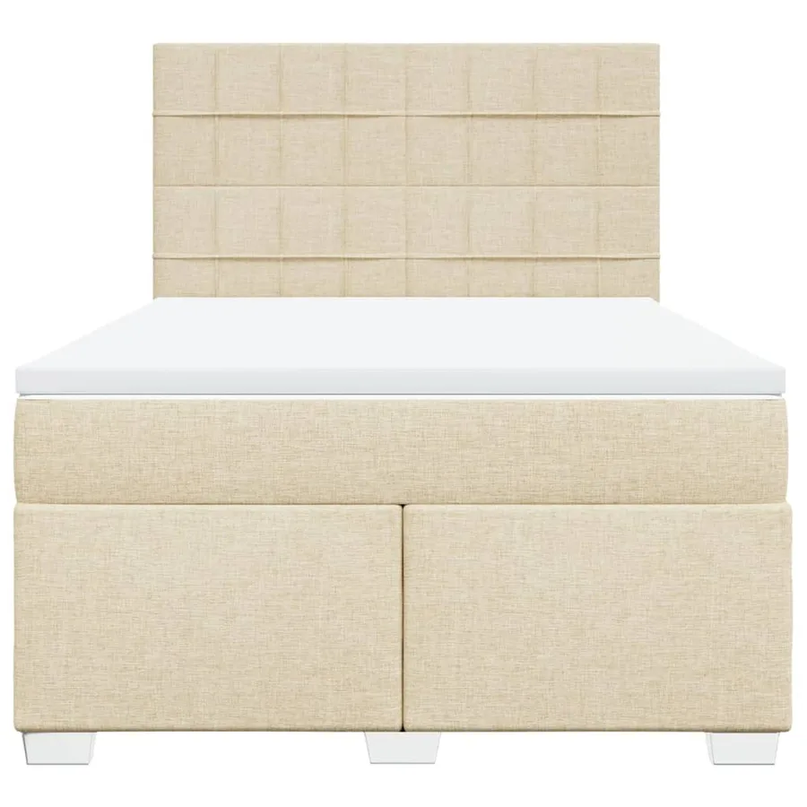 Sommier à lattes de lit avec matelas Crème 160x200 cm Tissu - 6