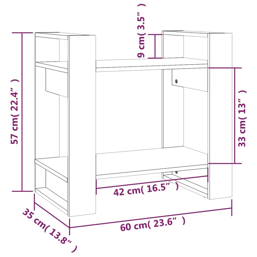Bibliothèque/Cloison Marron miel 60x35x57 cm Bois massif - 8