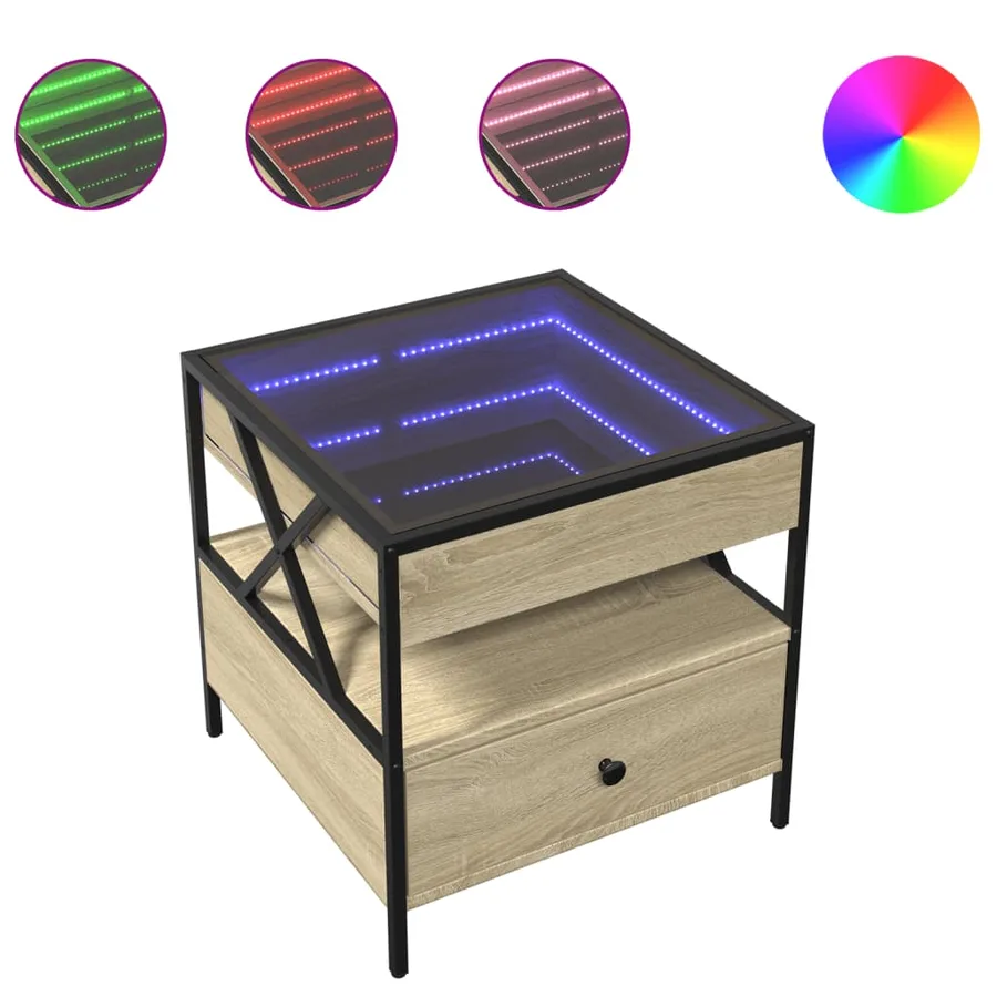 Table basse avec LED Infinity chêne sonoma 50x50x51 cm - 2