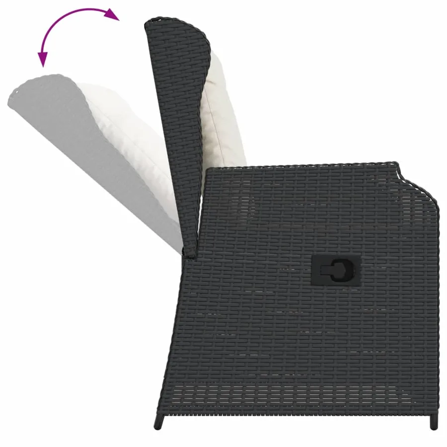 Salon de jardin 3 pcs avec coussins Noir Résine tressée - 5