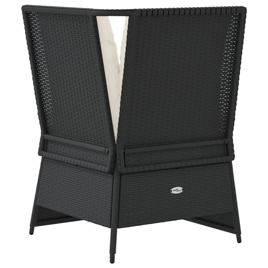 Canapé d'angle de jardin avec coussins noir résine tressée - 6