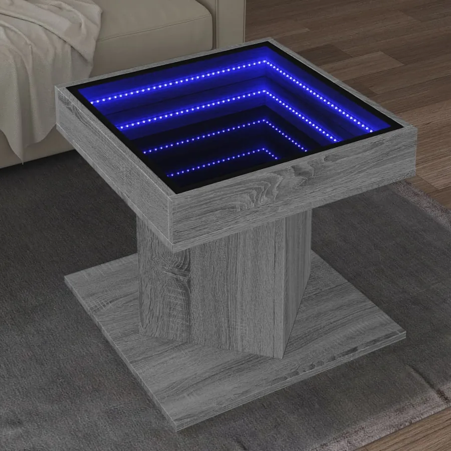Table basse avec LED sonoma gris 50x50x45 cm bois d'ingénierie