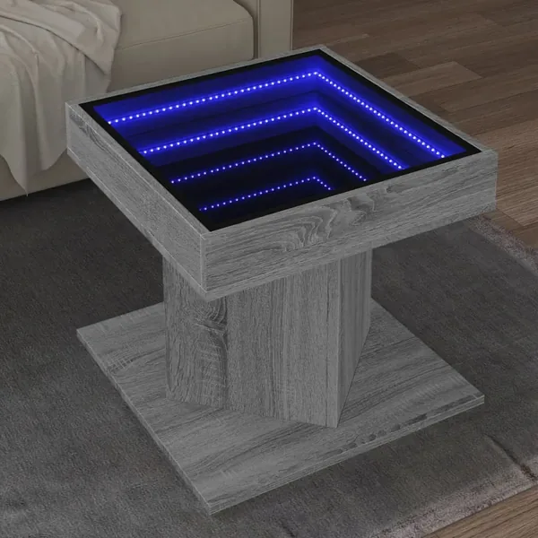 Table basse avec LED sonoma gris 50x50x45 cm bois d'ingénierie
