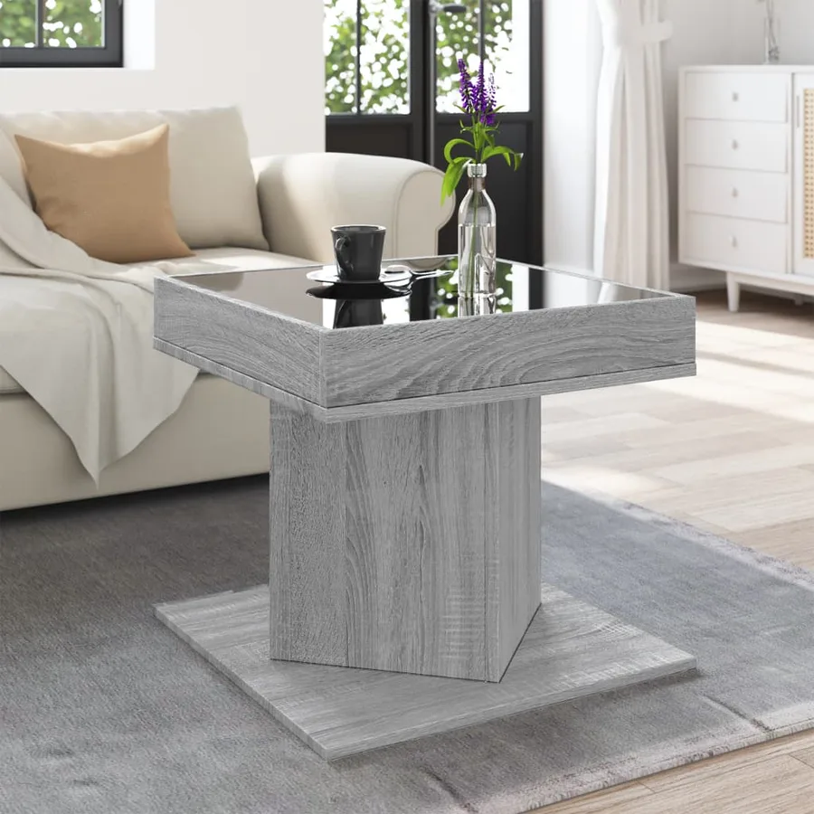 Table basse avec LED sonoma gris 50x50x45 cm bois d'ingénierie - 4
