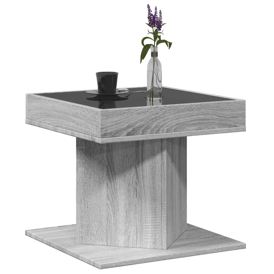 Table basse avec LED sonoma gris 50x50x45 cm bois d'ingénierie - 5