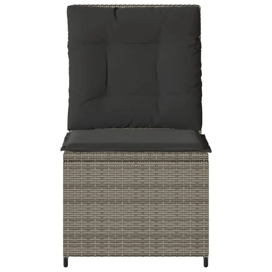 Canapé inclinable de jardin avec coussins gris résine tressée - 4