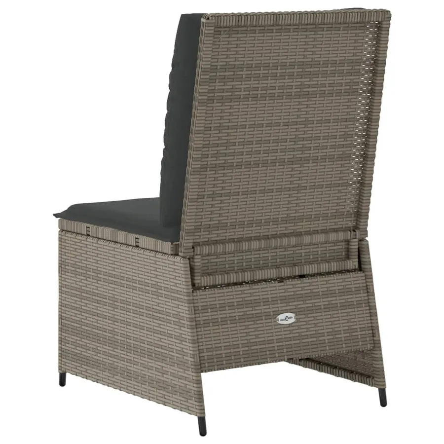 Canapé inclinable de jardin avec coussins gris résine tressée - 6