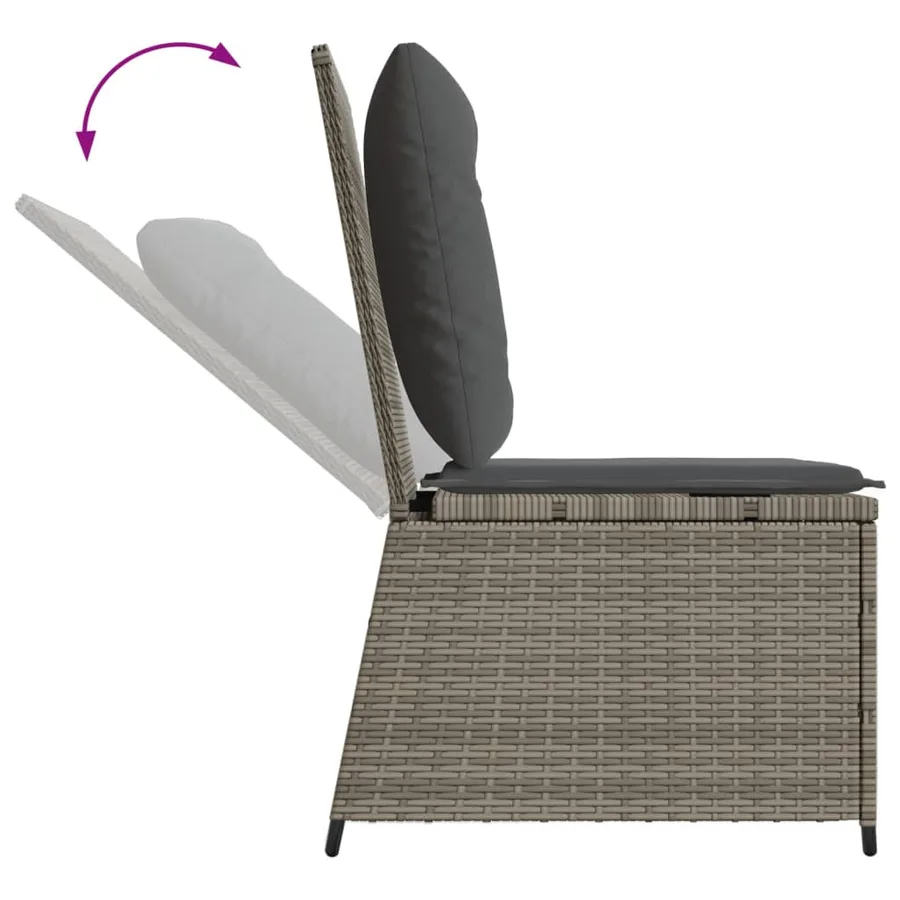 Canapé inclinable de jardin avec coussins gris résine tressée - 7