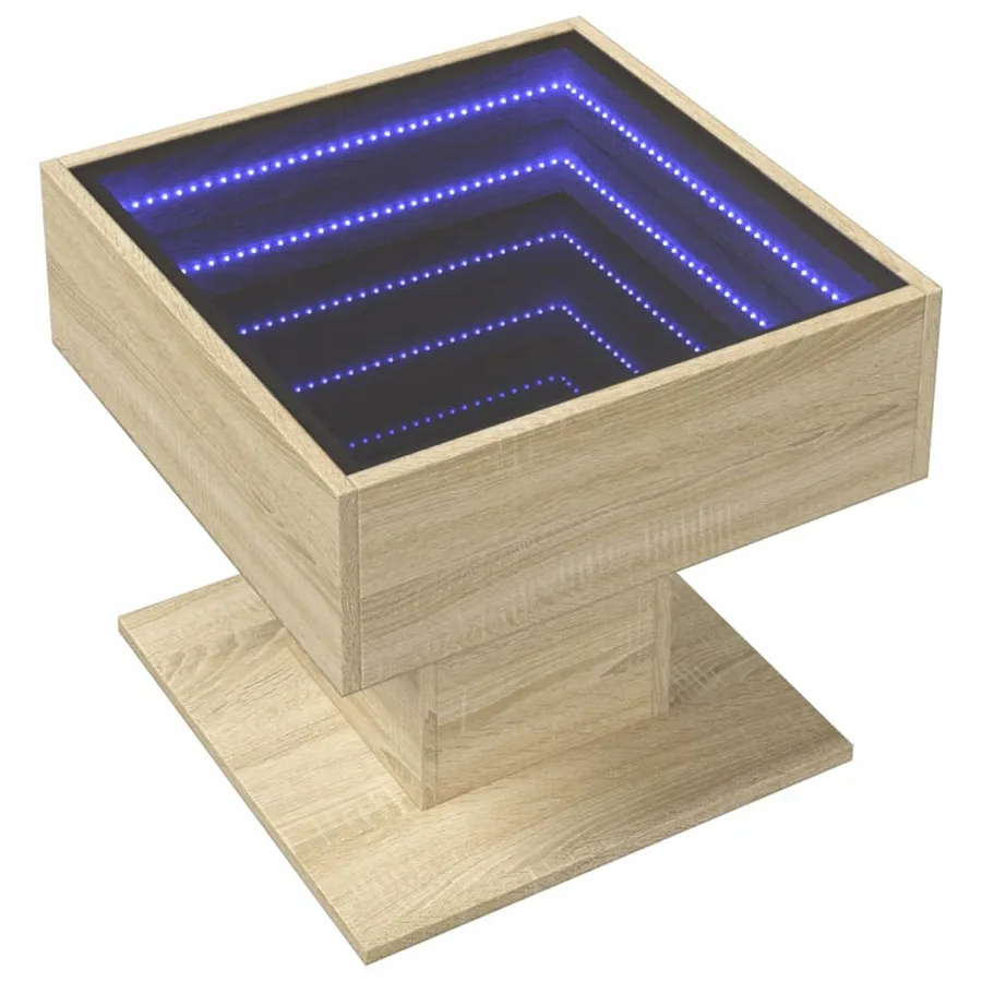 Table basse avec LED chêne sonoma 50x50x45 cm bois d'ingénierie - 3