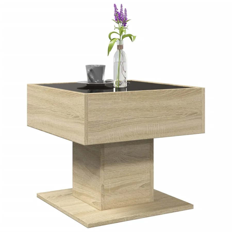 Table basse avec LED chêne sonoma 50x50x45 cm bois d'ingénierie - 5