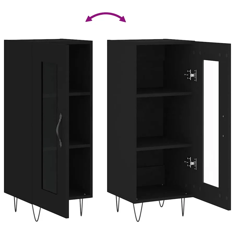 Buffet Noir 34,5x34x90 cm Bois d'ingénierie - 9