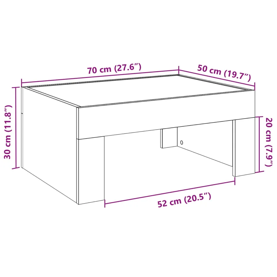 Table basse avec LED infini blanc 70x50x30 cm - 13