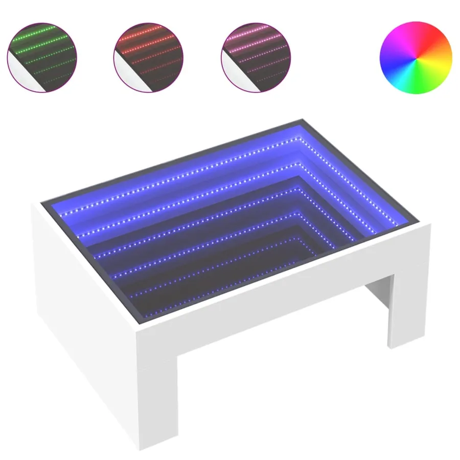 Table basse avec LED infini blanc 70x50x30 cm - 2