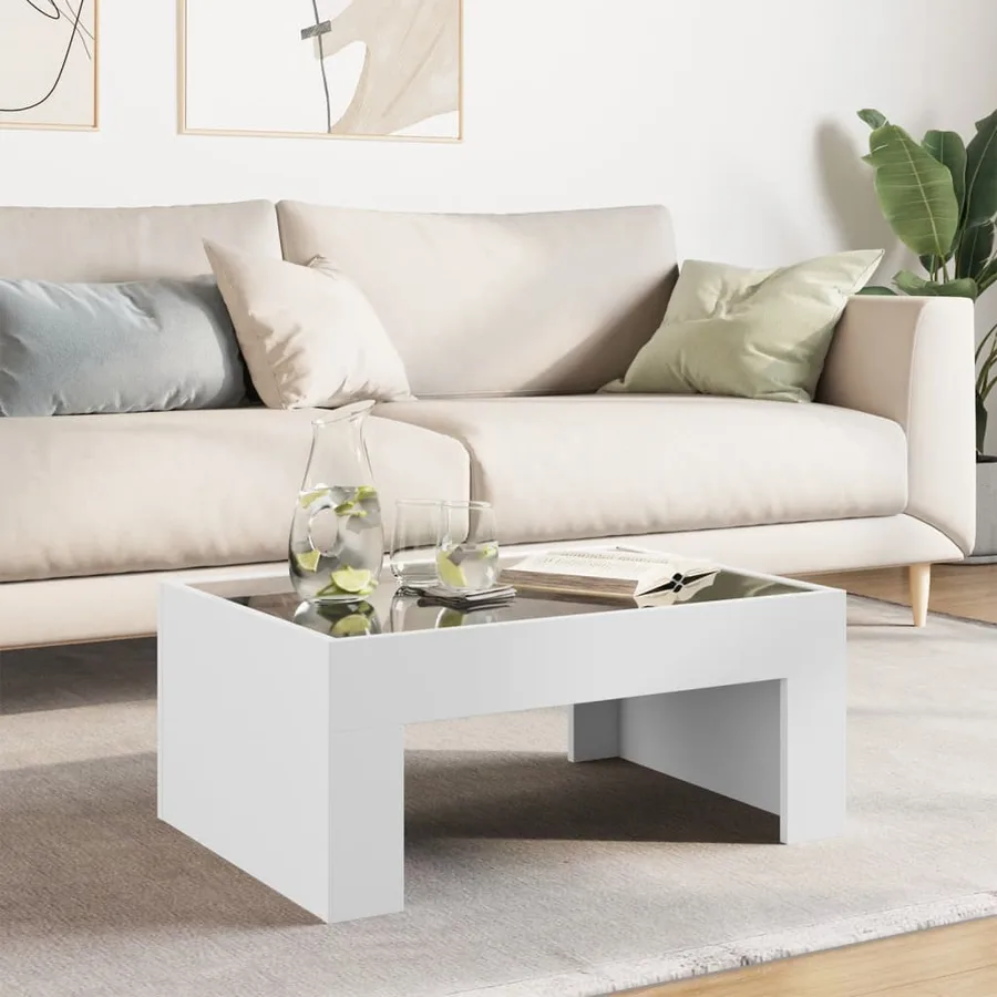 Table basse avec LED infini blanc 70x50x30 cm - 4