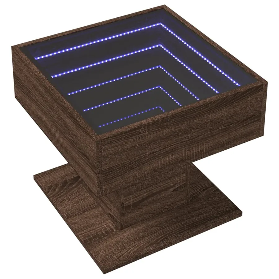 Table basse avec LED chêne marron 50x50x45 cm bois d'ingénierie - 3