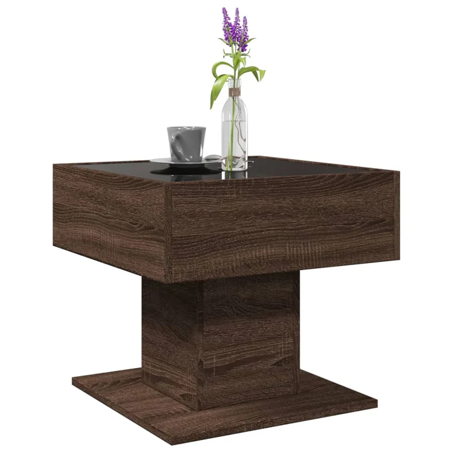 Table basse avec LED chêne marron 50x50x45 cm bois d'ingénierie - 5
