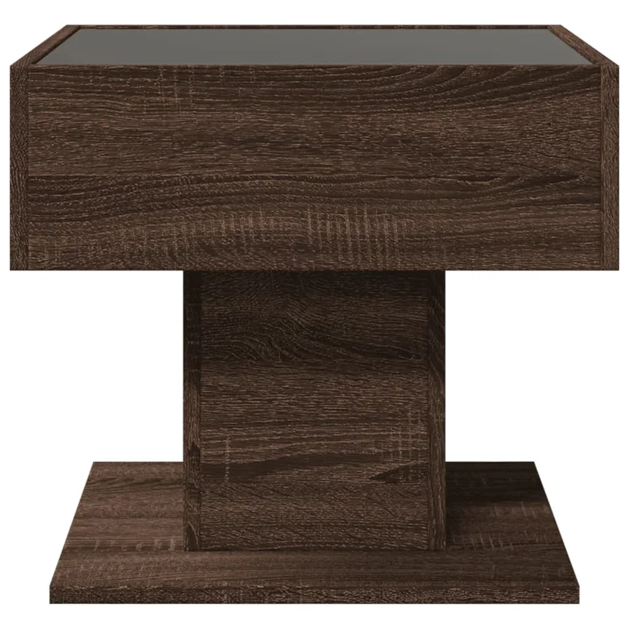 Table basse avec LED chêne marron 50x50x45 cm bois d'ingénierie - 6