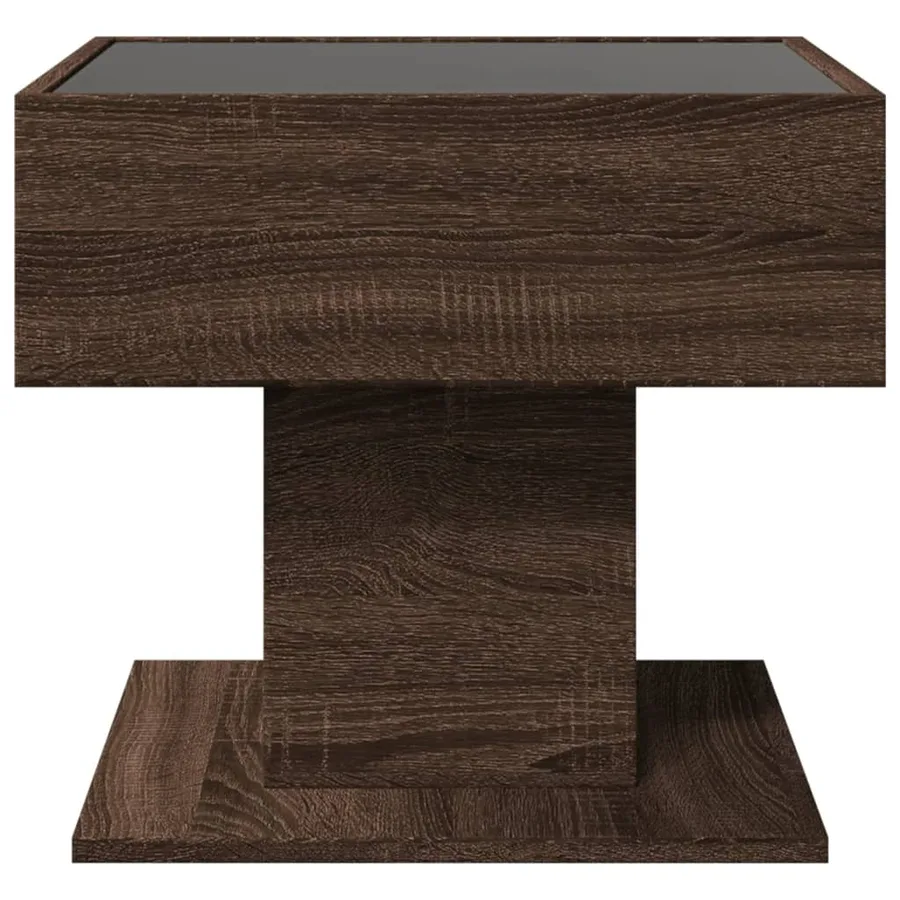 Table basse avec LED chêne marron 50x50x45 cm bois d'ingénierie - 7