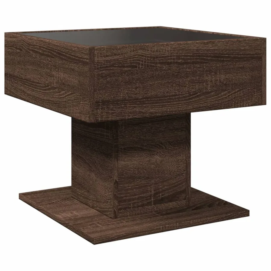 Table basse avec LED chêne marron 50x50x45 cm bois d'ingénierie - 8