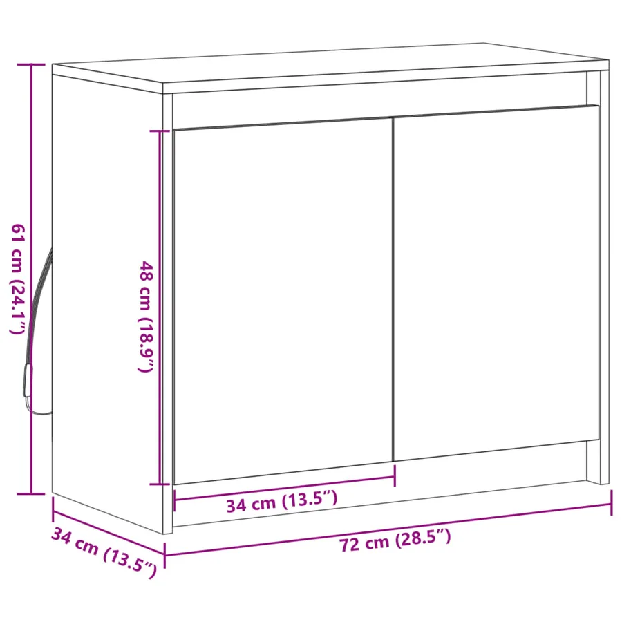 Buffet avec LED chêne marron 72x34x61 cm bois d'ingénierie - 14