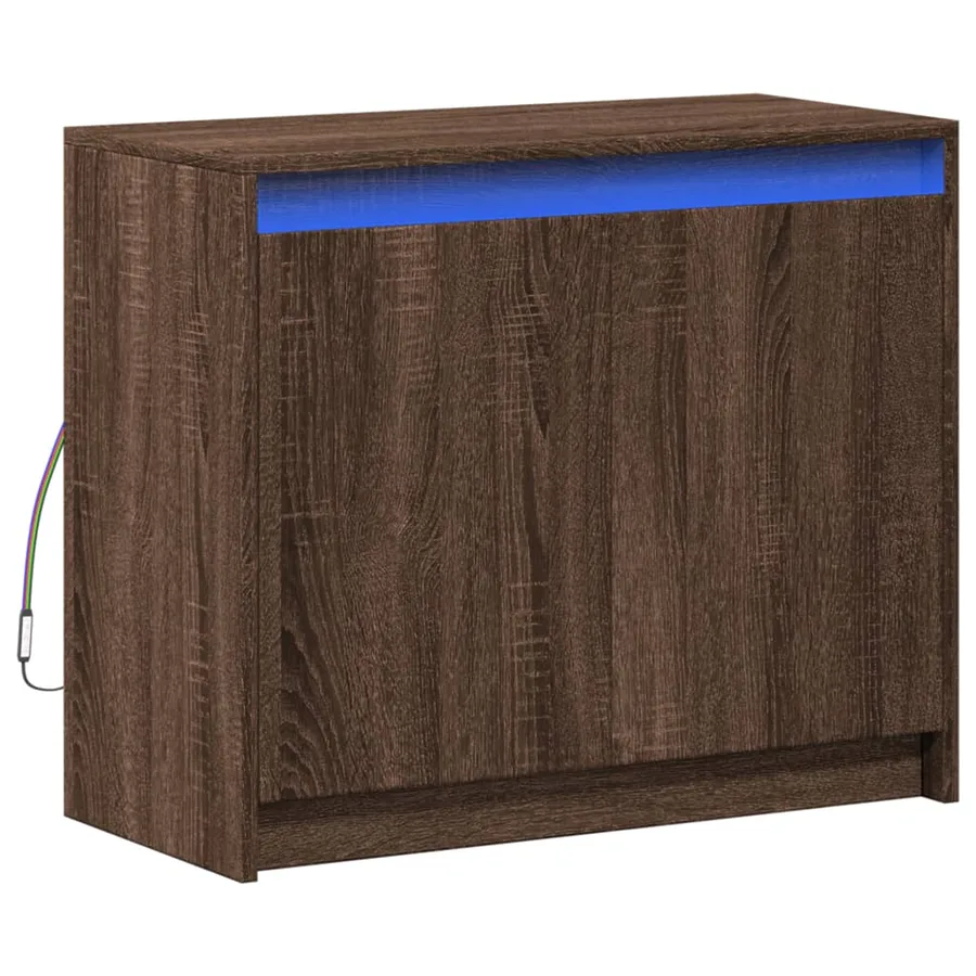 Buffet avec LED chêne marron 72x34x61 cm bois d'ingénierie - 3