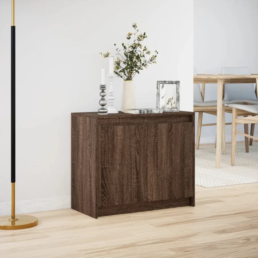 Buffet avec LED chêne marron 72x34x61 cm bois d'ingénierie - 4