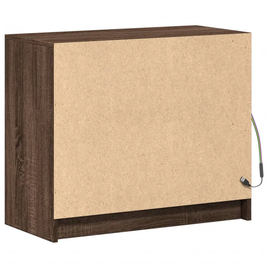 Buffet avec LED chêne marron 72x34x61 cm bois d'ingénierie - 9