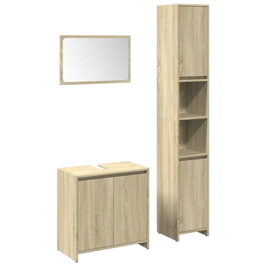 Ensemble de meubles de salle de bain 3 pcs chêne sonoma - 2