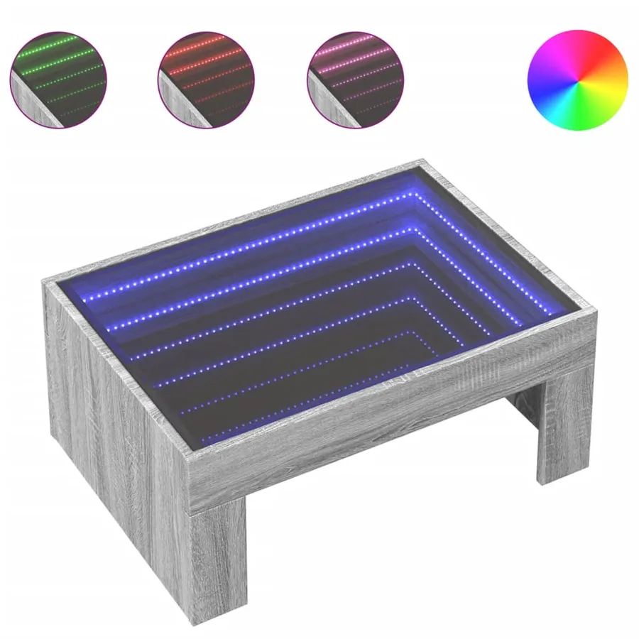 Table basse avec LED infini sonoma gris 70x50x30 cm - 2