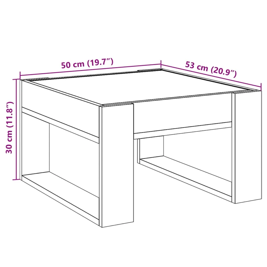 Table basse avec LED infini sonoma gris 50x53x30 cm - 13