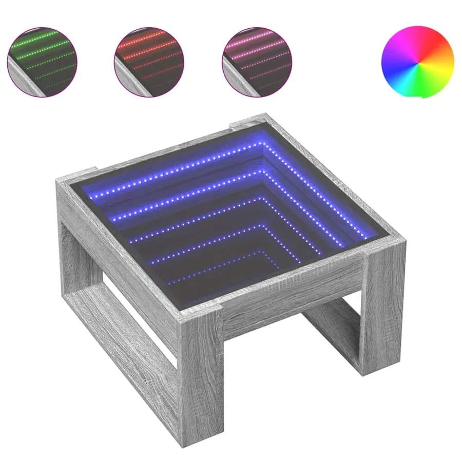Table basse avec LED infini sonoma gris 50x53x30 cm - 2