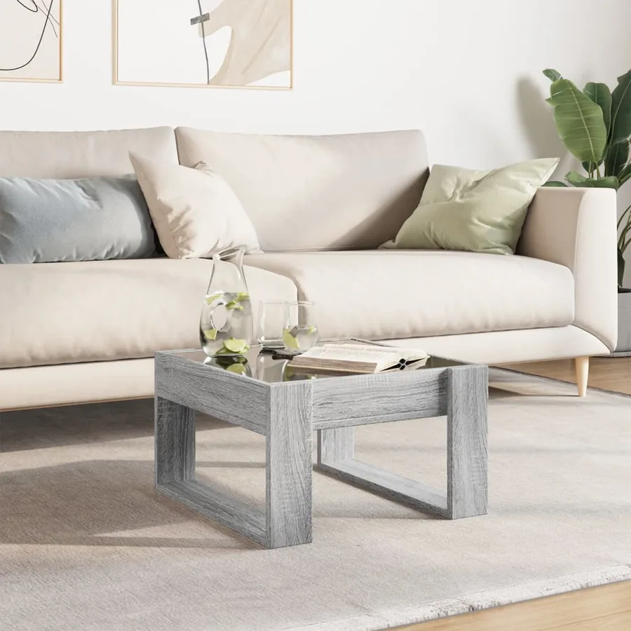 Table basse avec LED infini sonoma gris 50x53x30 cm - 4