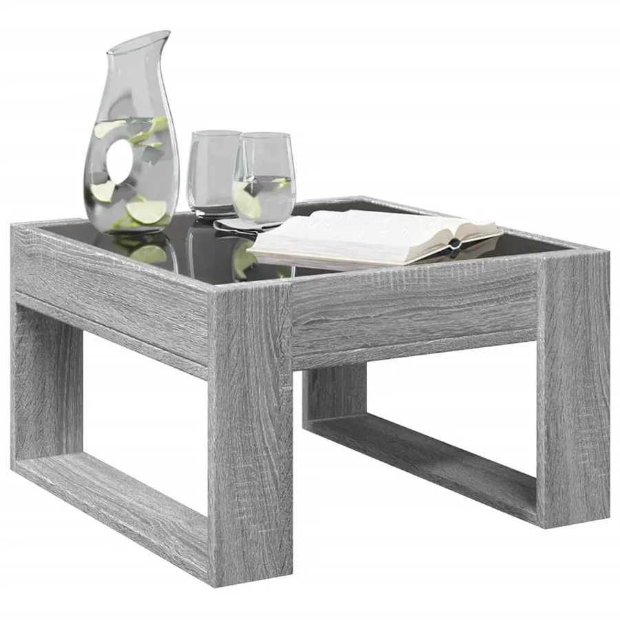 Table basse avec LED infini sonoma gris 50x53x30 cm - 5