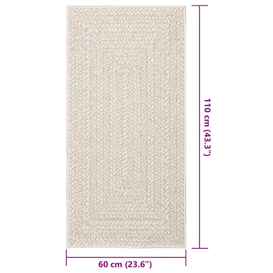 Tapis ZIZUR crème 60x110 cm aspect de jute intérieur extérieur - 9