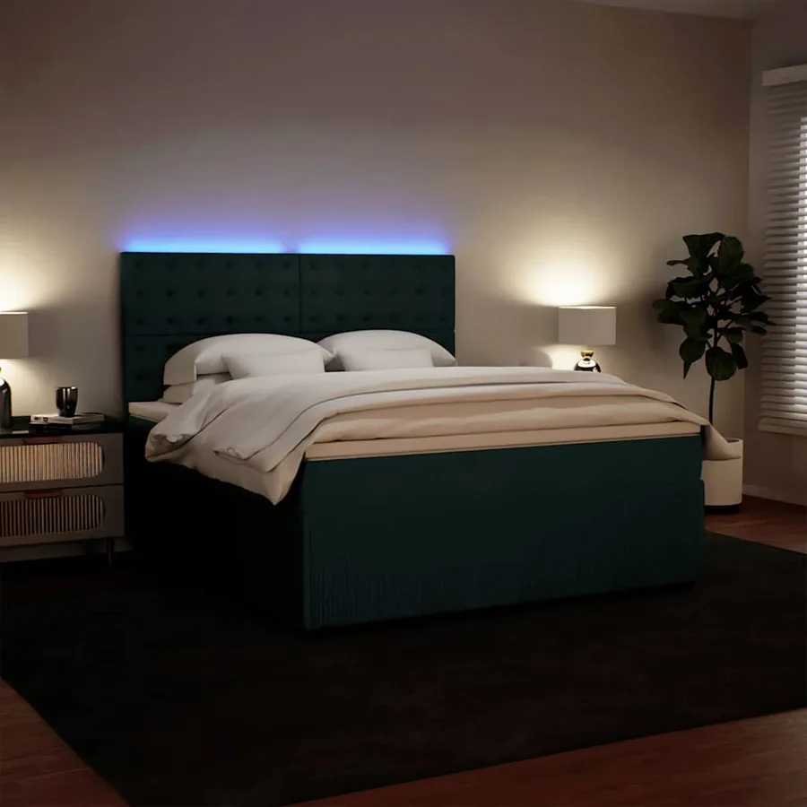 Sommier à lattes de lit et matelas Vert foncé 180x200cm Velours - 4