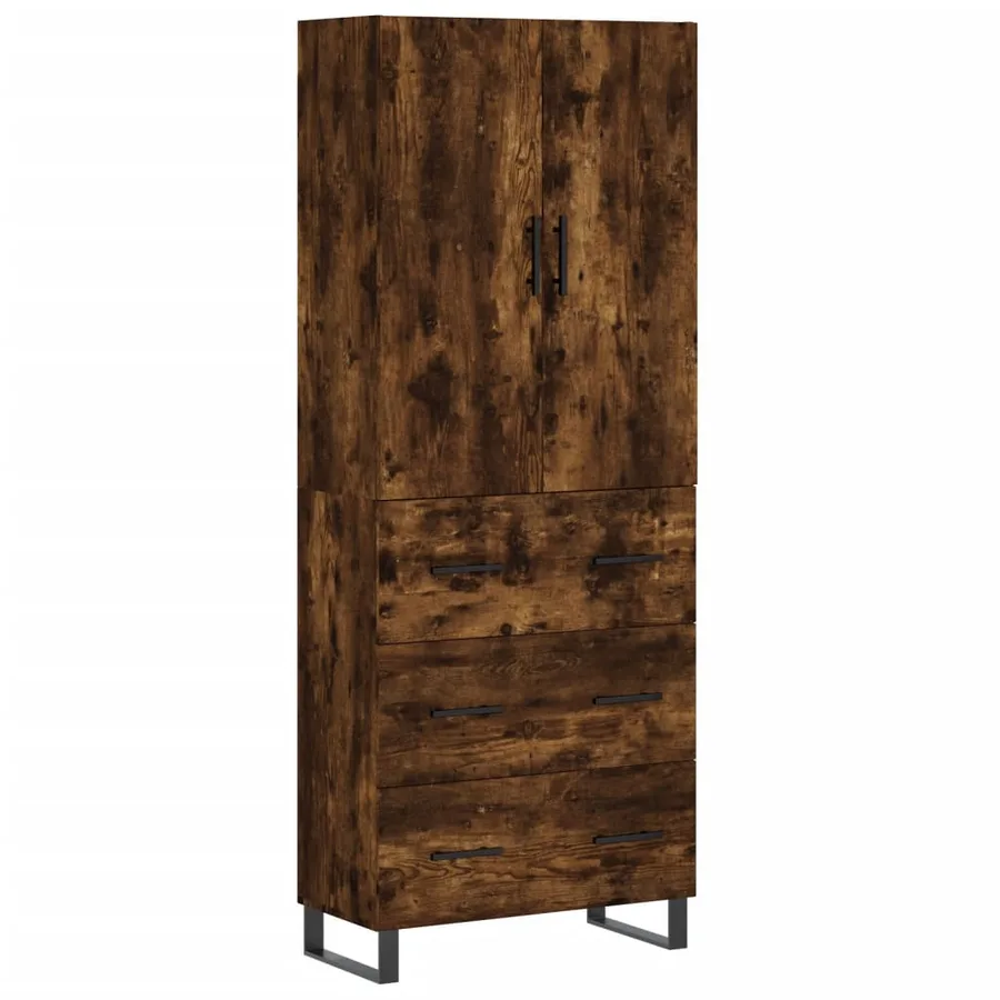 Buffet haut Chêne fumé 69,5x34x180 cm Bois d'ingénierie - 2